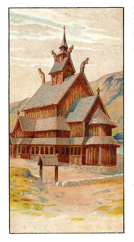 挪威新艺术插画Stave church